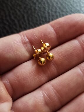 VTG Simply Whispers Gold Plated Ball Stud Earrings - Classic Minimalist